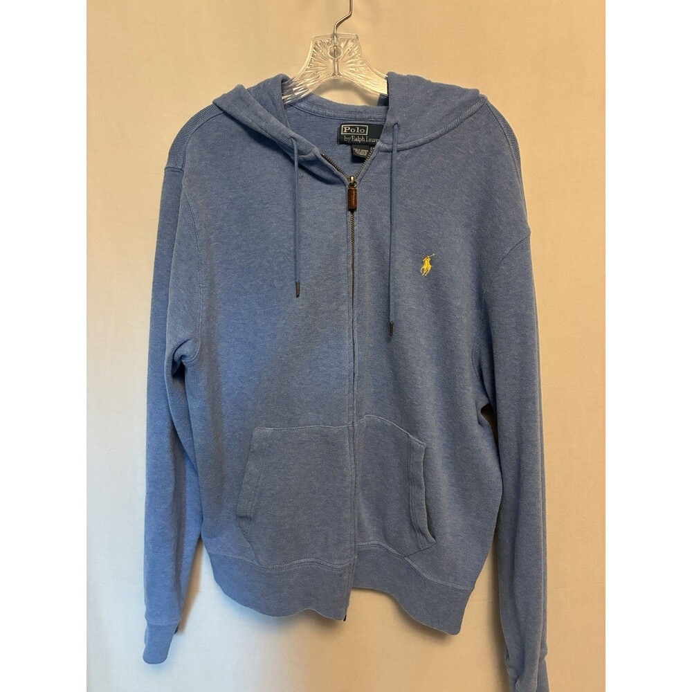 Polo Ralph Lauren Men’s Sweater Zip Up Hoodie Size L Blue 100% Cotton